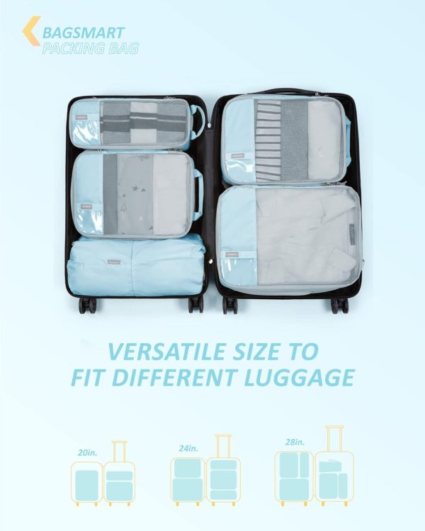 BAGSMART 6 Set/4 Set/2 Set Compression Packing Cubes for Travel, Lightweight Vacation Travel Essentials, Travel Accessories for Suitcase Organizer Bags Set, Durable Luggage Organizer Travel Bags - Image 3