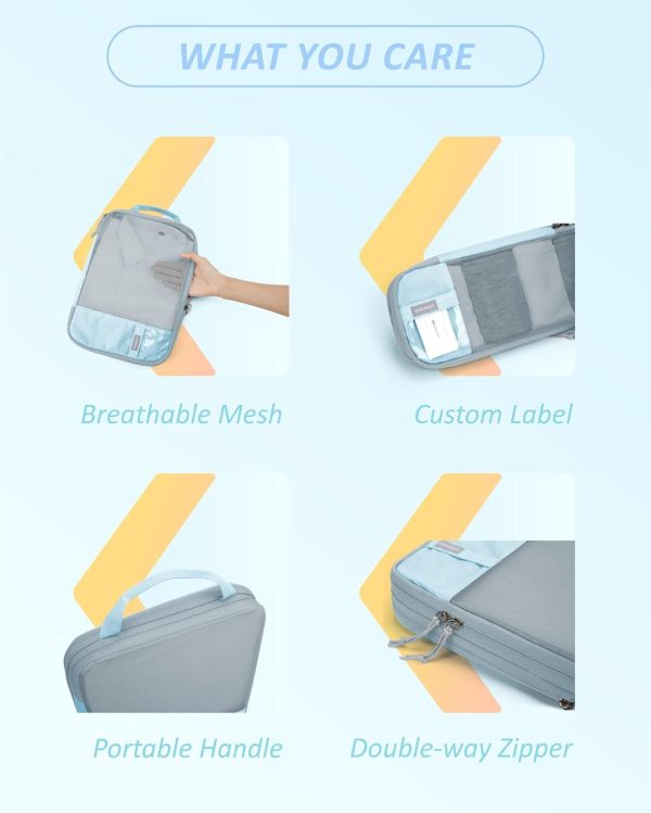 BAGSMART 6 Set/4 Set/2 Set Compression Packing Cubes for Travel, Lightweight Vacation Travel Essentials, Travel Accessories for Suitcase Organizer Bags Set, Durable Luggage Organizer Travel Bags - Image 6