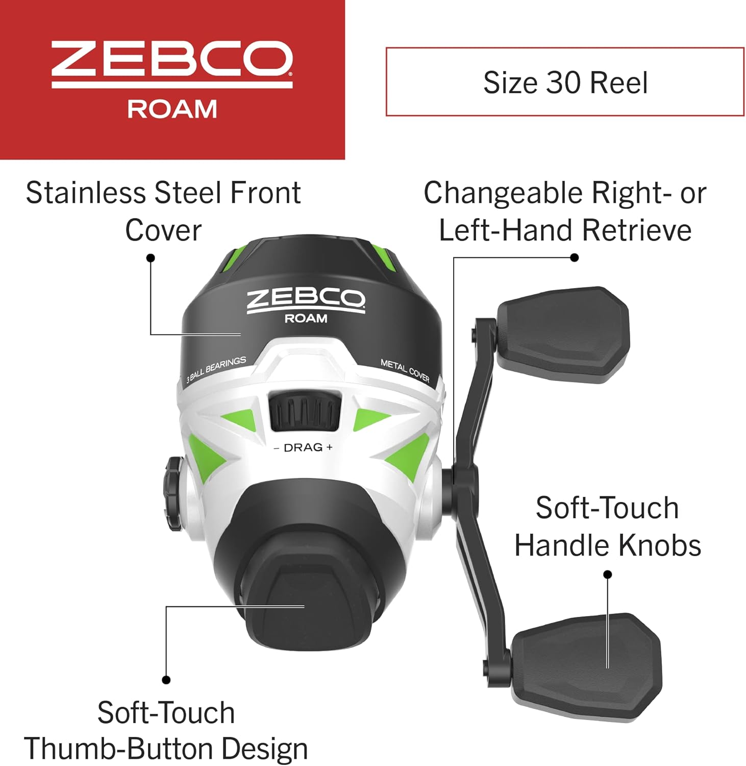 Zebco Roam Telescopic Fishing Rod and Spinning or Spincast Fishing Reel Combo, Durable 6-Foot Fiberglass Rod with ComfortGrip Handle, Pre-spooled with Zebco Cajun Fishing Line - Image 3